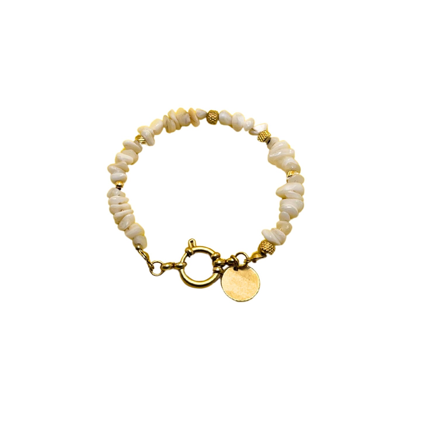 Bracelet Naïa – Bijou artisanal en nacre & acier doré