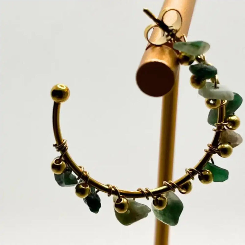 Boucles Althéa – Créoles artisanales en jade vert - SOLEAH studio