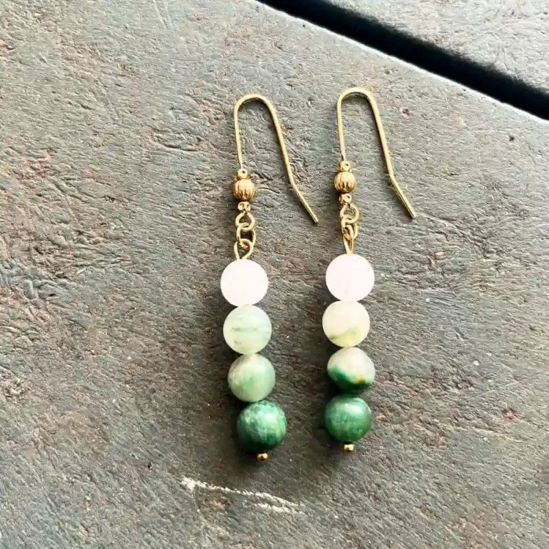 Boucles Lyra – Bijou artisanal en jade vert & blanc - SOLEAH studio
