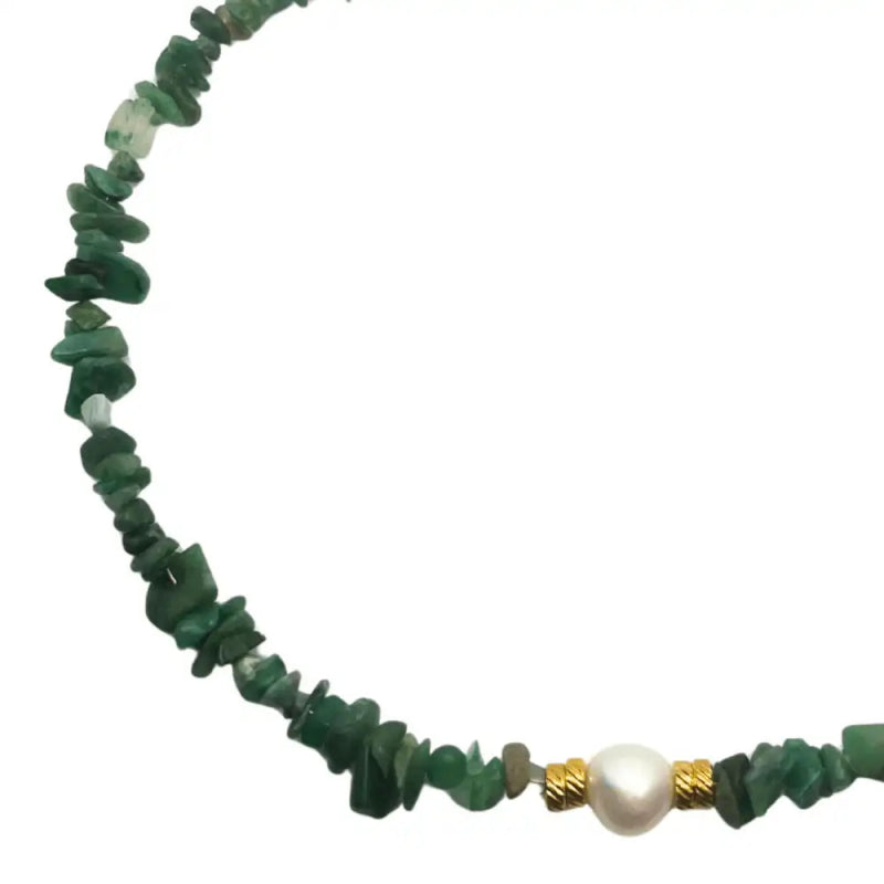 Seraya - collier artisanal en pierres de jade et perles d'eau douce - SOLEAH studio
