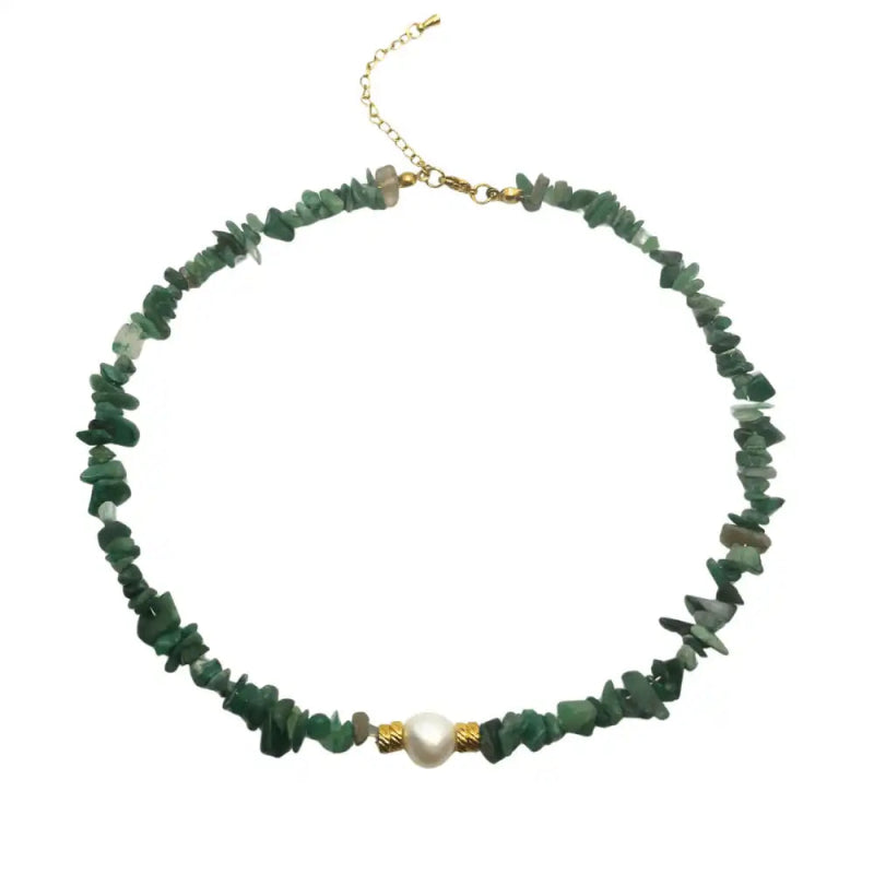 Seraya - collier artisanal en pierres de jade et perles d'eau douce - SOLEAH studio