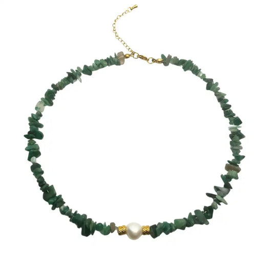 Seraya - collier artisanal en pierres de jade et perles d'eau douce - SOLEAH studio